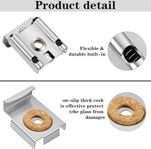 2 Sets(8 Pieces) Mirror Clips for Wall Mounting, Metal Spring Loaded Mirror Mounting Hardware for Unframed Mirrors, with Plugs and Screws in Kuwait