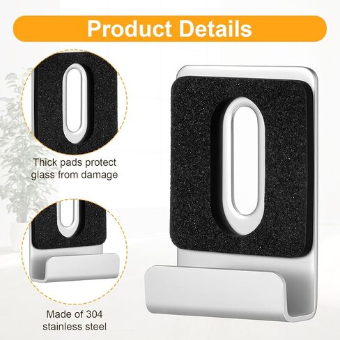 32 Pcs Metal Mirror Holder Kit, J Type Hanger Clip Kit with Screws Rubber Pads Heavy Duty Mirror Holder Clips for Frameless Mounting Wall Tile Billboard Display (1.5" x 1", Silver) in Kuwait