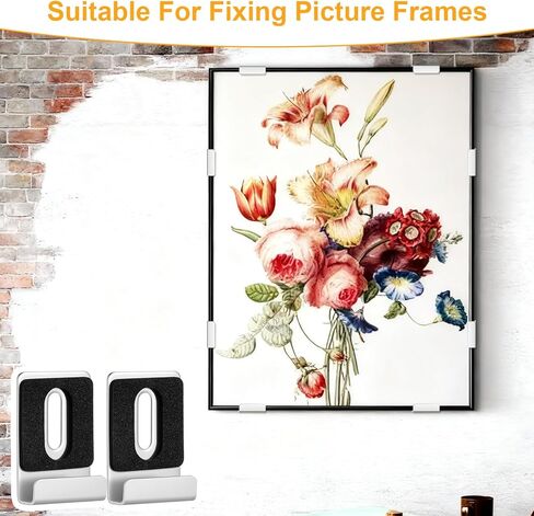 32 Pcs Metal Mirror Holder Kit, J Type Hanger Clip Kit with Screws Rubber Pads Heavy Duty Mirror Holder Clips for Frameless Mounting Wall Tile Billboard Display (1.5" x 1", Silver) in Kuwait