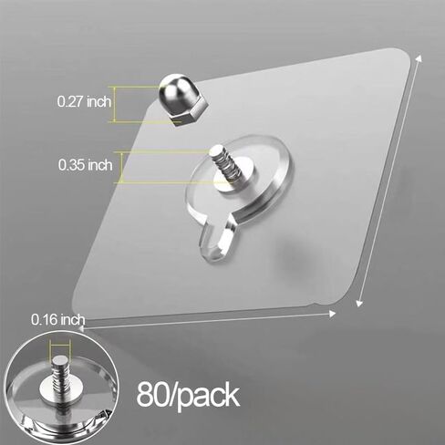 80 Pcs Adhesive Picture Hooks, Damage-Free Adhesive Wall Hooks, 11 lbs Max Load Heavy Duty Picture Hangers Without Nails Wall Hooks for Photos, Clocks & Frames in Bathroom, Kitchen, Home and Office in Kuwait