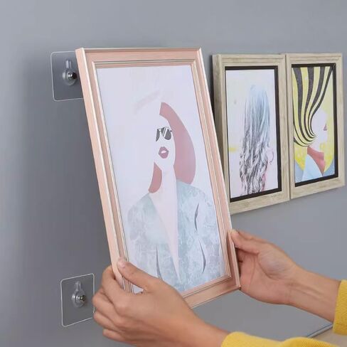 80 Pcs Adhesive Picture Hooks, Damage-Free Adhesive Wall Hooks, 11 lbs Max Load Heavy Duty Picture Hangers Without Nails Wall Hooks for Photos, Clocks & Frames in Bathroom, Kitchen, Home and Office in Kuwait