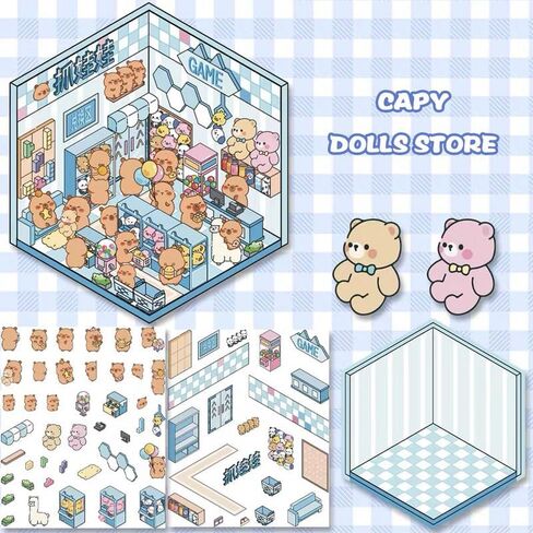 DIY 3D Stickers Scene,Funny DIY Sticker Scenes,Make Your Own Cute 3D Miniature Room Scene Scrapbooking Supplies Stickers for Adults Relief Stress Pass The Time.07 in Saudi Arabia