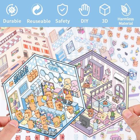 DIY 3D Stickers Scene,Funny DIY Sticker Scenes,Make Your Own Cute 3D Miniature Room Scene Scrapbooking Supplies Stickers for Adults Relief Stress Pass The Time.07 in Saudi Arabia