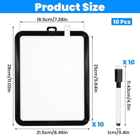 10 Pcs Dry Erase Mini White Boards Bulk 8.5 x 11'' Small Magnetic Whiteboard Double Sided Colored Writing Boards with Black Dry Erase Pen in Kuwait