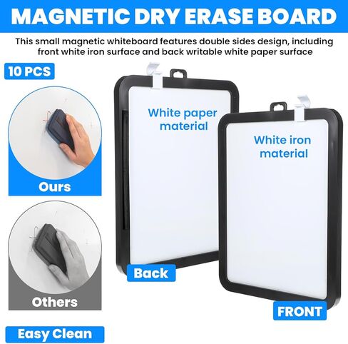 10 Pcs Dry Erase Mini White Boards Bulk 8.5 x 11'' Small Magnetic Whiteboard Double Sided Colored Writing Boards with Black Dry Erase Pen in Kuwait