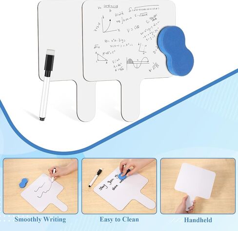 10 Packs Dry Erase Boards with Handle, 8"x10" Double Sided Answer Paddle White Boards with 10 Markers and Erasers Small Dry Erase Whiteboard for Home Classroom Office Writing Board in Saudi Arabia