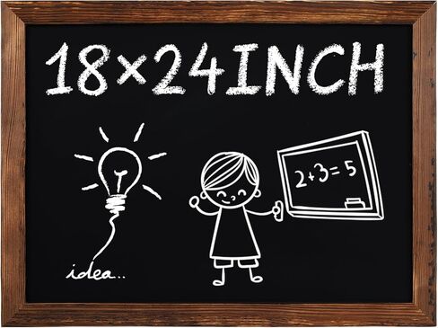 Magnetic Dry Erase Blackboard for Wall, 18" x 24" Solid Wood Frame Wall-Mounted Chalkboard, Decorative Notice Board, Erasable Message Board for School, Office, Home in Kuwait