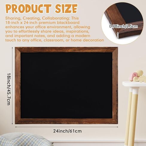 Magnetic Dry Erase Blackboard for Wall, 18" x 24" Solid Wood Frame Wall-Mounted Chalkboard, Decorative Notice Board, Erasable Message Board for School, Office, Home in Kuwait