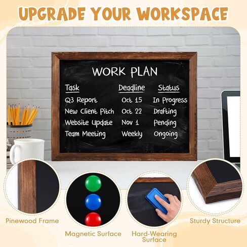 Magnetic Dry Erase Blackboard for Wall, 18" x 24" Solid Wood Frame Wall-Mounted Chalkboard, Decorative Notice Board, Erasable Message Board for School, Office, Home in Kuwait