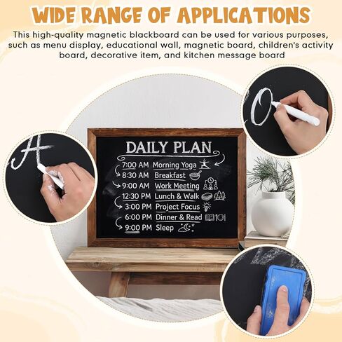 Magnetic Dry Erase Blackboard for Wall, 18" x 24" Solid Wood Frame Wall-Mounted Chalkboard, Decorative Notice Board, Erasable Message Board for School, Office, Home in Kuwait