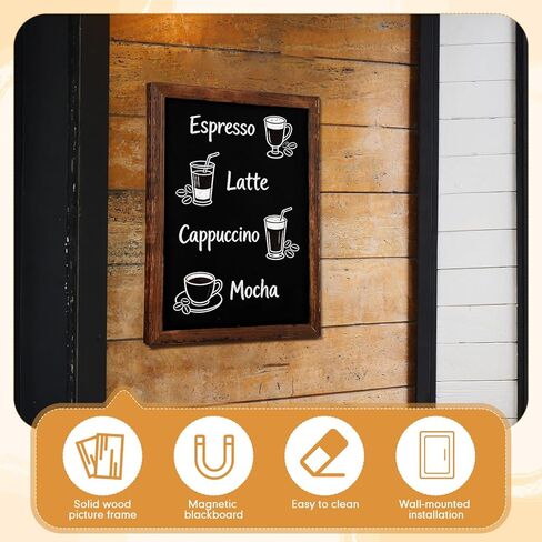 Magnetic Dry Erase Blackboard for Wall, 18" x 24" Solid Wood Frame Wall-Mounted Chalkboard, Decorative Notice Board, Erasable Message Board for School, Office, Home in Kuwait