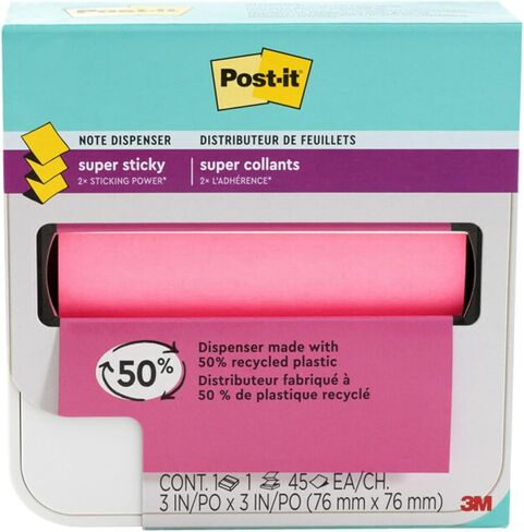 Post-it Super Sticky Pop-up Note Dispenser 2 Pack, White, 3 in x 3 in Pads, Includes 2 dispensers and 6 pop-up Note Pads (90 Sheets per pad, 540 Sheets Total) for Home, Office and Classroom in Kuwait