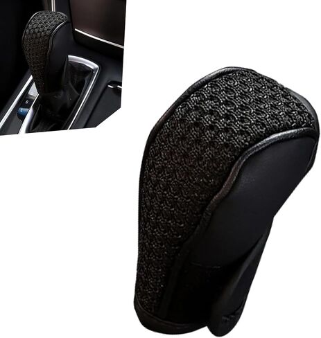 Car Gear Shift Knob Cover, 2.75" x 4.72" Anti-Slip Leather Car Shifter Protector, Automatic & Manual Transmission Universal Auto Interior Decoration for Cars, SUVs, Trucks (Black) in Kuwait