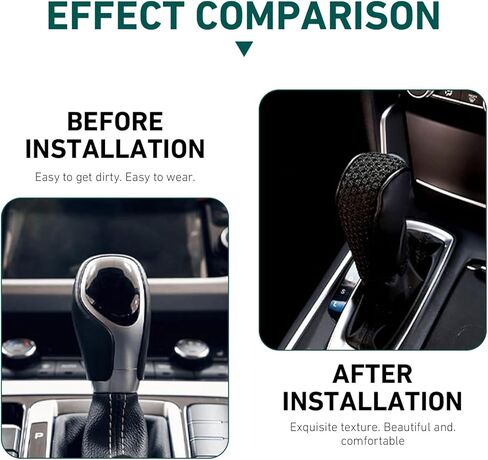 Car Gear Shift Knob Cover, 2.75" x 4.72" Anti-Slip Leather Car Shifter Protector, Automatic & Manual Transmission Universal Auto Interior Decoration for Cars, SUVs, Trucks (Black) in Kuwait