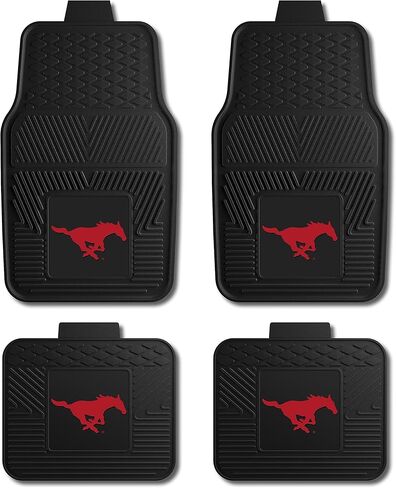 Fanmats Southern Methodist University Mustangs - Red Set of 4 Car Mats for Cars, SUV, Pickups - All Weather Protection, Deep Reservoir Design, Universal - 3D NCAA logo-29"x17" Front -14"x17" Rear Mat in Kuwait