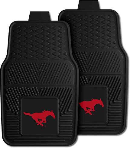 Fanmats Southern Methodist University Mustangs - Red Set of 4 Car Mats for Cars, SUV, Pickups - All Weather Protection, Deep Reservoir Design, Universal - 3D NCAA logo-29"x17" Front -14"x17" Rear Mat in Kuwait