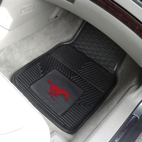 Fanmats Southern Methodist University Mustangs - Red Set of 4 Car Mats for Cars, SUV, Pickups - All Weather Protection, Deep Reservoir Design, Universal - 3D NCAA logo-29"x17" Front -14"x17" Rear Mat in Kuwait