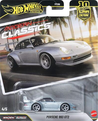 Hot Wheels Car Culture Premium 1:64 Scale Die-Cast Toy Porsche 993 GT2 with Real Riders Tires & Metal/Metal Body & Chassis, Modern Classics in Kuwait