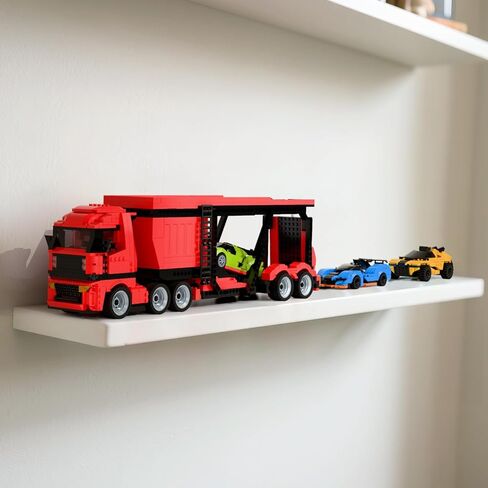 TG BLOCKS Micro Brick Car Transporter with 3 Sports Cars Building Set - Kids Truck Toy with Carrier & Trailer, Gift Idea for Teens 8+ Boys & Girls in Saudi Arabia