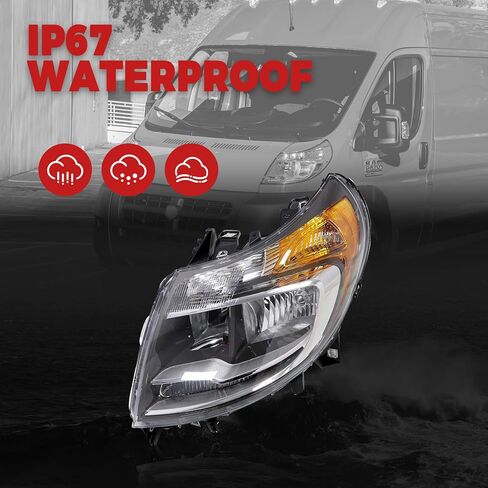 Priprilod 6 Pins Halogen Headlight Left Driver Side Compatible with Dodge Ram ProMaster 1500 2500 3500 Cargo Van 2014-2022, w/DRL, 68154589AL 68154589AK 68154589AI, CH2502291 in Kuwait