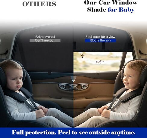 Wolfcar Car Window Shades for Baby, 2 in 1 Magnetic Sun Shade for Rear Side Windows with Hook-and-Loop – Full Sun & UV Protection, Car Curtains for Back Seat Napping & Breastfeeding Privacy, 2 Pcs in Saudi Arabia