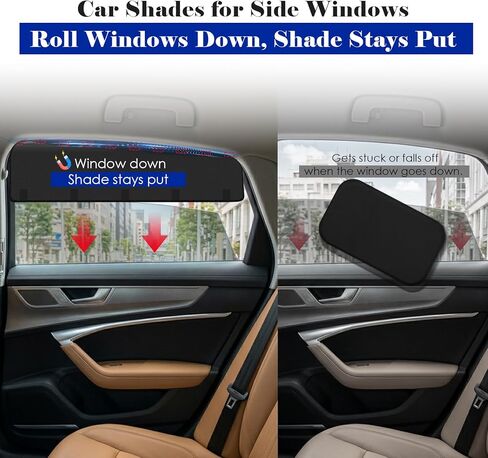 Wolfcar Car Window Shades for Baby, 2 in 1 Magnetic Sun Shade for Rear Side Windows with Hook-and-Loop – Full Sun & UV Protection, Car Curtains for Back Seat Napping & Breastfeeding Privacy, 2 Pcs in Saudi Arabia