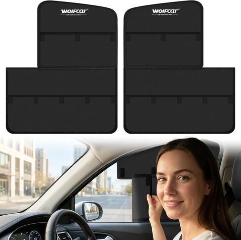 Wolfcar Car Window Shades for Baby, 2 in 1 Magnetic Sun Shade for Rear Side Windows with Hook-and-Loop – Full Sun & UV Protection, Car Curtains for Back Seat Napping & Breastfeeding Privacy, 2 Pcs in Saudi Arabia