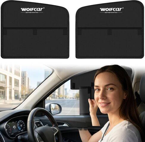Wolfcar Car Window Shades for Baby, 2 in 1 Magnetic Sun Shade for Rear Side Windows with Hook-and-Loop – Full Sun & UV Protection, Car Curtains for Back Seat Napping & Breastfeeding Privacy, 2 Pcs in Saudi Arabia