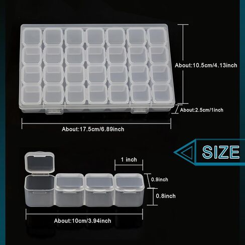 2Pcs 28 Grids Bead Storage Containers Diamond Painting Organizer Bead Box Diamond Art Accessories Organizer with 80pcs Label Stickers in Kuwait
