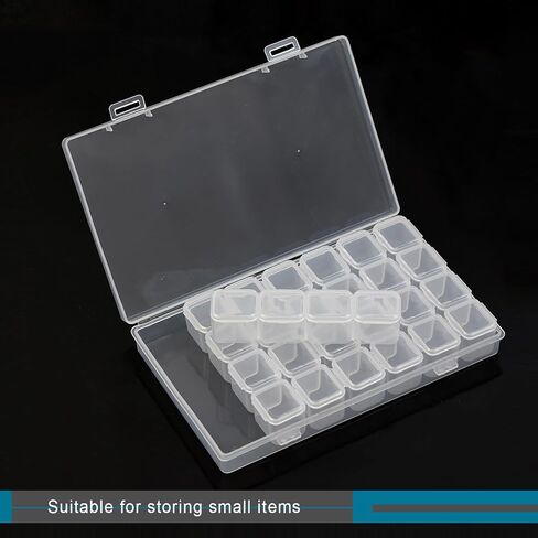2Pcs 28 Grids Bead Storage Containers Diamond Painting Organizer Bead Box Diamond Art Accessories Organizer with 80pcs Label Stickers in Kuwait