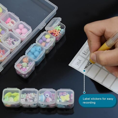 2Pcs 28 Grids Bead Storage Containers Diamond Painting Organizer Bead Box Diamond Art Accessories Organizer with 80pcs Label Stickers in Kuwait