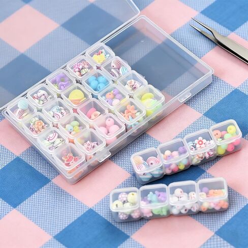 2Pcs 28 Grids Bead Storage Containers Diamond Painting Organizer Bead Box Diamond Art Accessories Organizer with 80pcs Label Stickers in Kuwait