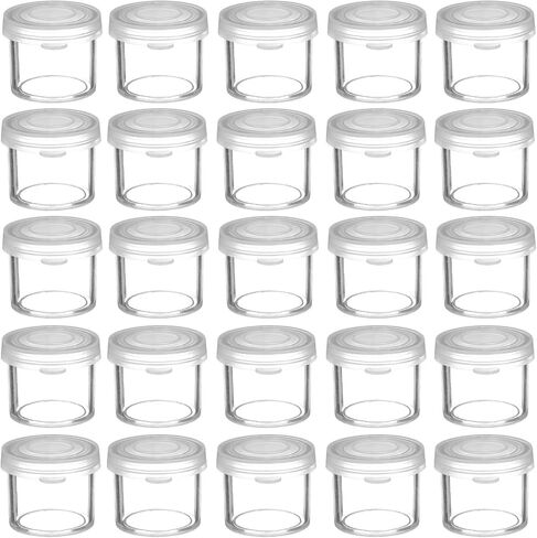 25Pcs Small Paint Cups with Lids, Empty Paint Pots with Lids, Clear Plastic Mini Containers, Small Paints Containers for Beads Seeds Clay Classroom School Painting Art Supplies in Kuwait