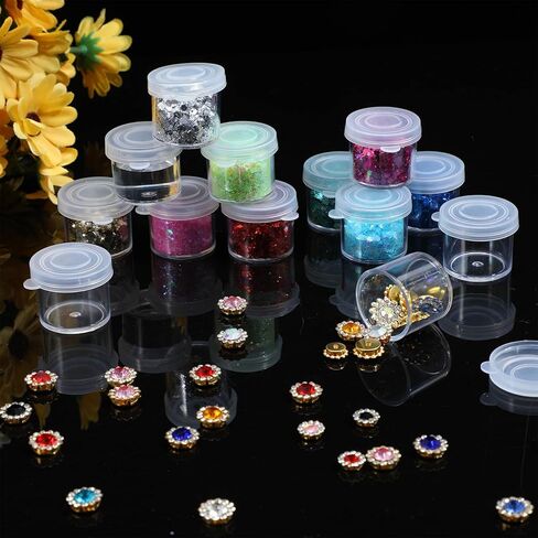 25Pcs Small Paint Cups with Lids, Empty Paint Pots with Lids, Clear Plastic Mini Containers, Small Paints Containers for Beads Seeds Clay Classroom School Painting Art Supplies in Kuwait