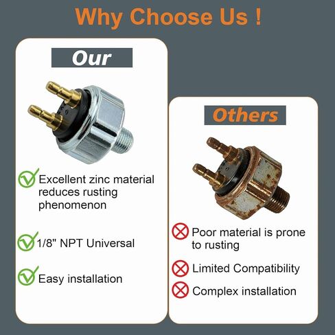 Low Pressure Hydraulic Brake Light Switch, 1/8" NPT Universal Port, Street Hot Rod 45PSI Activation, Universal Brake Systems for Vehicles Replacement Accessories Part ﻿ in Saudi Arabia
