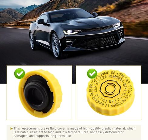 Brake Fluid Cap, Yellow Brake Master Cylinder Fluid Reservoir Cap, Car Brake Master Cylinder Cap, Compatible with Jeep Wrangler Compass Cherokee, Chrysler, Replaces 68303540AA, 68211910AB in Saudi Arabia
