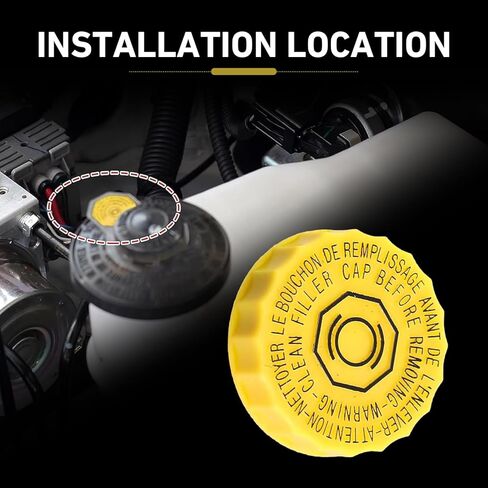 Brake Fluid Cap, Yellow Brake Master Cylinder Fluid Reservoir Cap, Car Brake Master Cylinder Cap, Compatible with Jeep Wrangler Compass Cherokee, Chrysler, Replaces 68303540AA, 68211910AB in Saudi Arabia