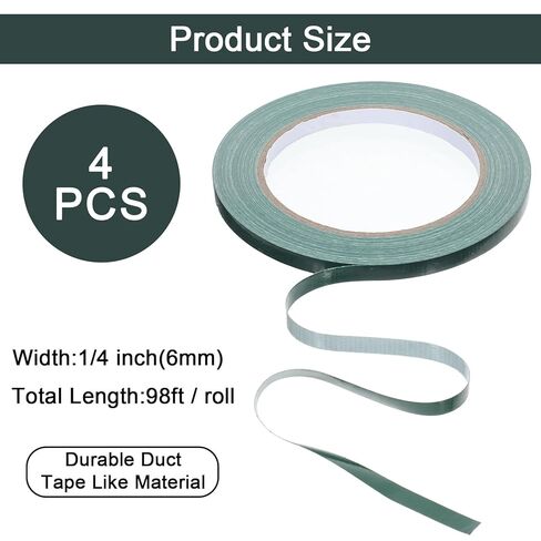 4 Rolls Green Floral Tape, 1/4 Inch Adhesive Flower Stem Wrap Tape for Bouquet, Waterproof Flower Arrangement Florist Tapes for Flowers Wedding Binding Arranging DIY Crafts (33yd/Roll) in Saudi Arabia