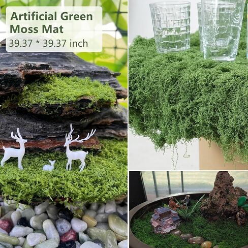 Artificial Green Moss Mat, Faux Moss Sheet for Crafts 39.37" x 39.37" Fake Moss Wall for Plants Indoor Outdoor Decor, Artificial Moss for DIY Crafts, Table Centerpieces, Wedding, Party, Planters in Kuwait