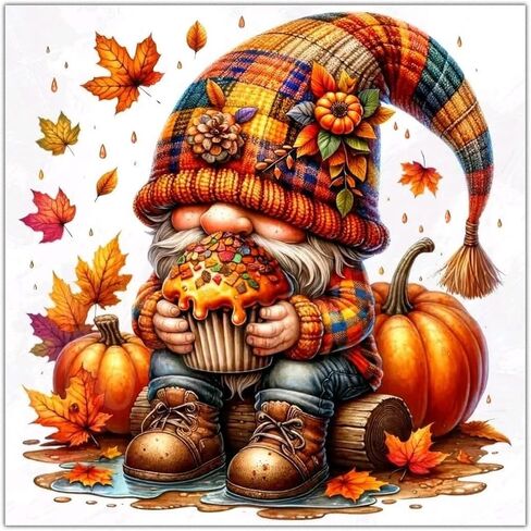 Lophomie Diamond Art Kits for Adults, 5D Full Drill Fall Gnome Diamond Painting Kit, Easy DIY for Beginners, Relaxing Arts and Crafts, Home Decor & Gift, 14x14 Inch in Kuwait
