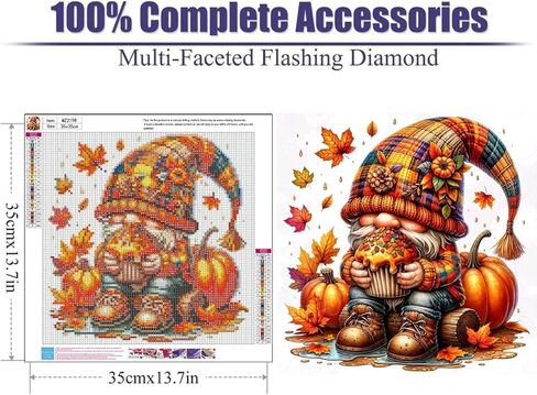 Lophomie Diamond Art Kits for Adults, 5D Full Drill Fall Gnome Diamond Painting Kit, Easy DIY for Beginners, Relaxing Arts and Crafts, Home Decor & Gift, 14x14 Inch in Kuwait