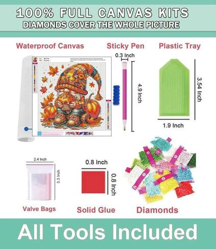 Lophomie Diamond Art Kits for Adults, 5D Full Drill Fall Gnome Diamond Painting Kit, Easy DIY for Beginners, Relaxing Arts and Crafts, Home Decor & Gift, 14x14 Inch in Kuwait