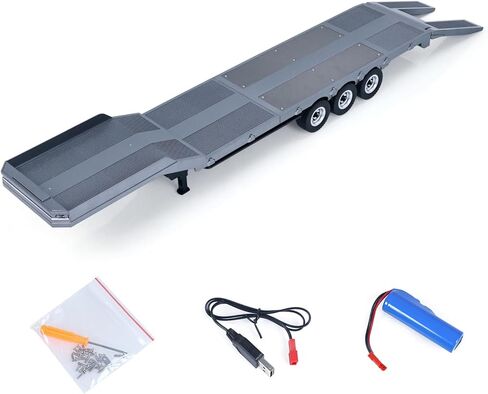 US in Stock, Plastic Semi Trailer Flatbed 1502 for 1/18 Remote Control Tractor Truck Huina 1501 Electronic Support Legs Tail Board Hobby Grade Model for Birthday Gift(Red) in Saudi Arabia