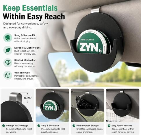 2Pcs Dip Can Holder for Car Visor - Black Car Visor Clip Holder with Secure Storage, Universal Pouch Can Holder for Car Truck SUV, Lightweight Visor Organizer Clip in Saudi Arabia