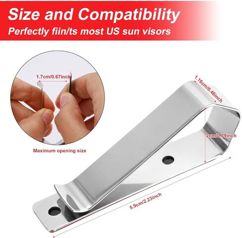 6pcs Stainless Steel Car Visor Clips, Sun Visor Clip DIY Mounting Kit Garage Door Opener Remote Clip Strong Hold Accessory for Cars Home Office Use in Kuwait