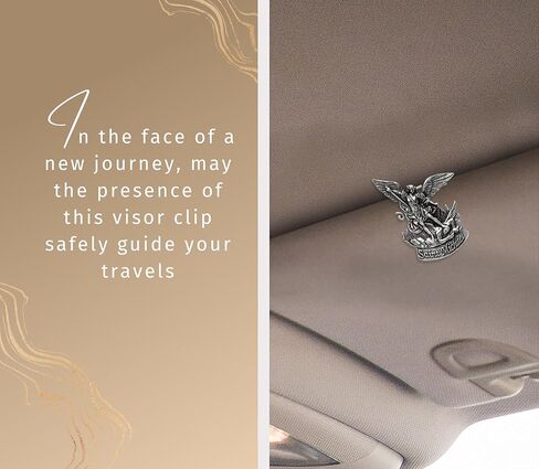 St Michael Visor Clip - St Christopher Medal for Car, St Christopher Prayer Card, Saint Michael Prayer Card, The Lord's Prayer Card - St Michael and St. Christopher Visor Clip Catholic Set - 5 Items in Saudi Arabia