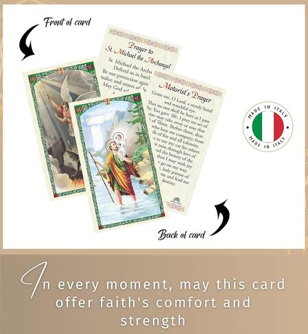 St Michael Visor Clip - St Christopher Medal for Car, St Christopher Prayer Card, Saint Michael Prayer Card, The Lord's Prayer Card - St Michael and St. Christopher Visor Clip Catholic Set - 5 Items in Saudi Arabia