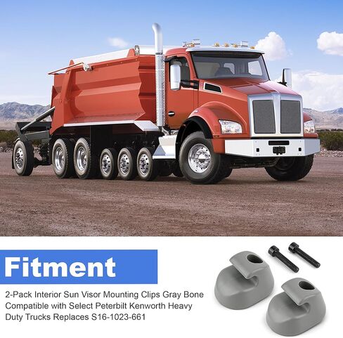 2-Pack Interior Sun Visor Mounting Clips Gray Bone Compatible with Select Peterbilt Kenworth Heavy Duty Trucks Replaces S16-1023-661 in Kuwait