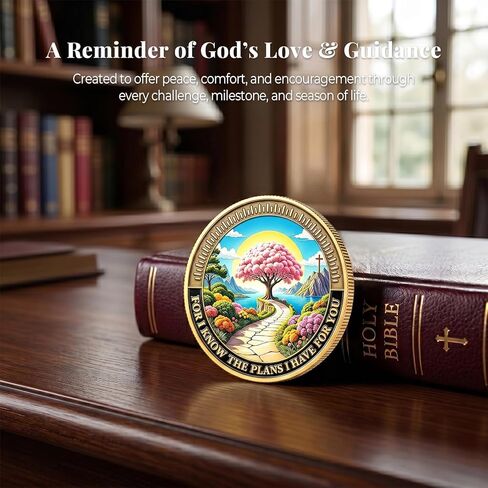 Jeremiah 29:11 Christian Challenge Coin - Inspirational Pocket Hug Token for Hope, Faith & Encouragement, Christian Gift for Men Women, Bible Verse Keepsake for Graduation, Baptism & Difficult Times in Saudi Arabia