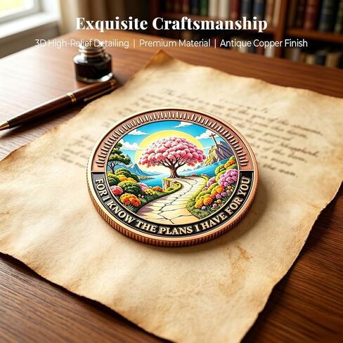 Jeremiah 29:11 Christian Challenge Coin - Inspirational Pocket Hug Token for Hope, Faith & Encouragement, Christian Gift for Men Women, Bible Verse Keepsake for Graduation, Baptism & Difficult Times in Saudi Arabia